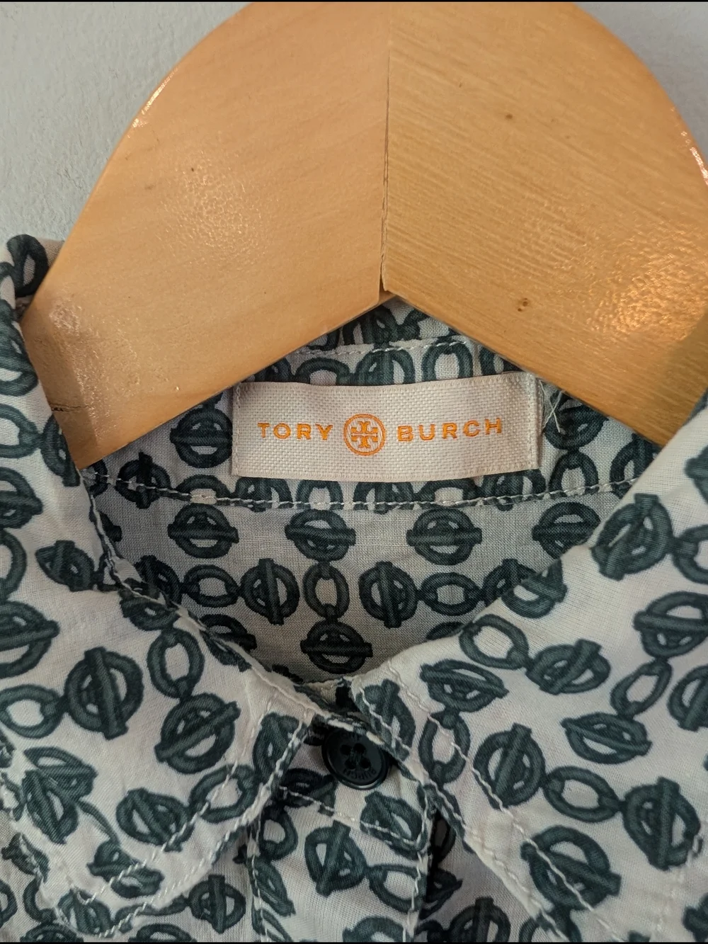 Tory Burch Women's Long-Sleeve Shirt - Green/White No Size Tag